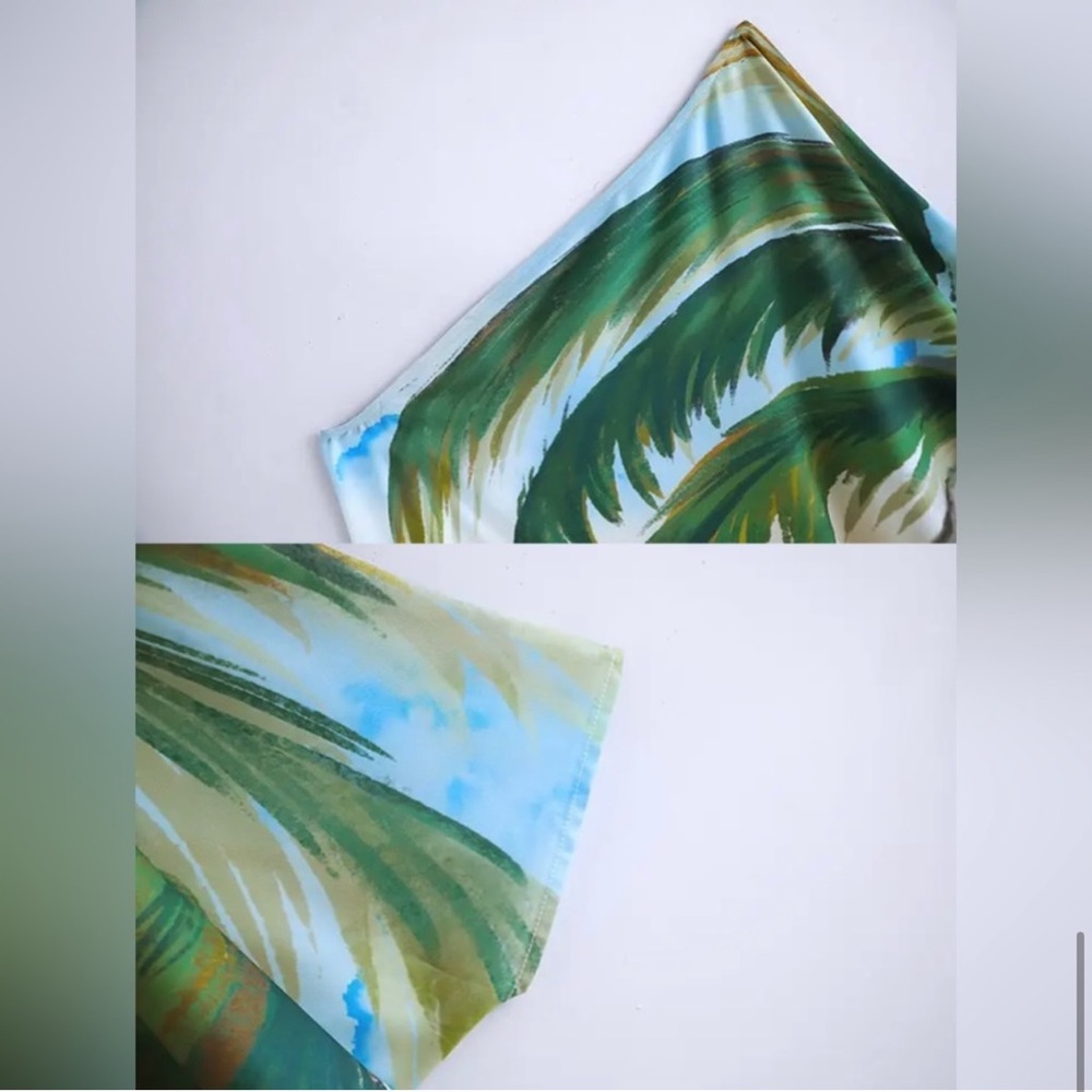 Palm Beach Aqua Luxury Asymmetrical Kimono Dress, One Arm Boat Neck Coverup - Picture 11 of 12